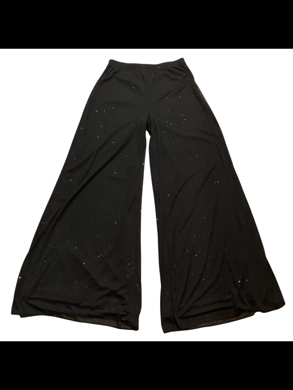 VTG MSK Palazzo Pants Wide Leg Fairy Goth Sparkle Black Elastic Waist S USA 90’s